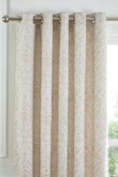 Curtina 'Marple' Woven Jacquard Thermal Pair of Eyelet Curtains in Natural - Size: 168 cm width x 183 cm drop - thumbnail 2