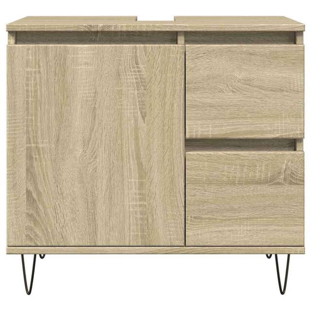 Berkfield Home Durable Bathroom Cabinet Sonoma Oak 65x33x60 cm Engineered Wood in Light Oak - Size: 65 x 33 x 60 cm - image 1