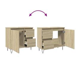 Berkfield Home Durable Bathroom Cabinet Sonoma Oak 65x33x60 cm Engineered Wood in Light Oak - Size: 65 x 33 x 60 cm - thumbnail 7
