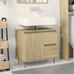 Berkfield Home Durable Bathroom Cabinet Sonoma Oak 65x33x60 cm Engineered Wood in Light Oak - Size: 65 x 33 x 60 cm - thumbnail 2