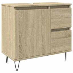 Berkfield Home Durable Bathroom Cabinet Sonoma Oak 65x33x60 cm Engineered Wood in Light Oak - Size: 65 x 33 x 60 cm - thumbnail 3