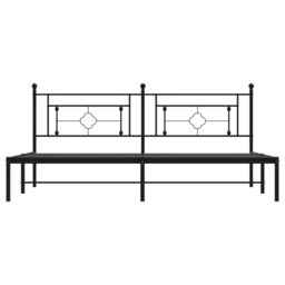 Berkfield Home Metal Bed Frame without Mattress with Headboard Black 193x203cm - Size: 193x203 cm - thumbnail 5