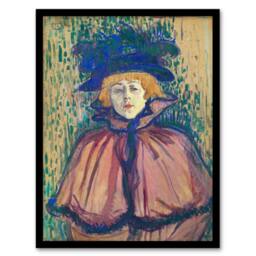 Artery8 Toulouse Lautrec Framed Wall Art Print Jane Avril Portrait with Hat - Size: A4 - thumbnail 1