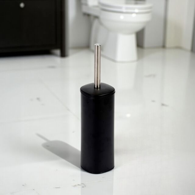 Showerdrape Capri White Toilet Brush & Holder in Black - image 1
