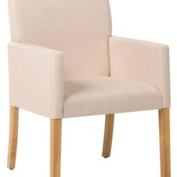 Wyld and Coco Beige Upholstered Dining Chair with Arms and Solid Wood Legs - thumbnail 2