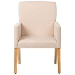 Wyld and Coco Beige Upholstered Dining Chair with Arms and Solid Wood Legs - thumbnail 3