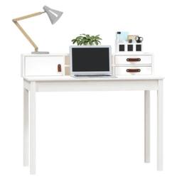 Berkfield Home Desk White 110x50x93 cm Solid Wood Pine - Size: 110 x 50 x 93 cm - thumbnail 4