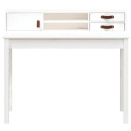 Berkfield Home Desk White 110x50x93 cm Solid Wood Pine - Size: 110 x 50 x 93 cm - thumbnail 5