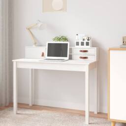 Berkfield Home Desk White 110x50x93 cm Solid Wood Pine - Size: 110 x 50 x 93 cm