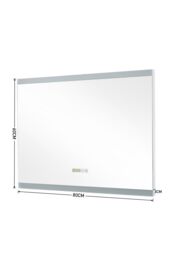 Living and Home Rectangular Frameless Anti-Fog LED Vanity Mirror with Clock in Metallics - thumbnail 6