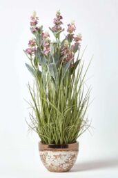 Homescapes Artificial Lavender Plant in Decorative Metallic Ceramic Pot, 66 cm in Pink - thumbnail 5