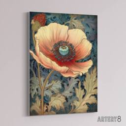 "Artery8 Peach Anemone Flower Art Nouveau Canvas Wall Art Print - Size: W18"" x H24""" - thumbnail 2