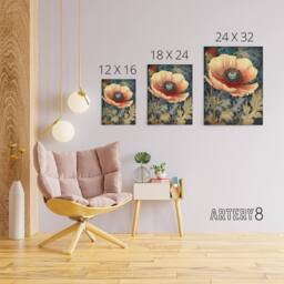 "Artery8 Peach Anemone Flower Art Nouveau Canvas Wall Art Print - Size: W18"" x H24""" - thumbnail 4