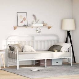Berkfield Home Daybed Frame with Trundle White 75x190 cm Steel - thumbnail 2