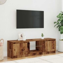Berkfield Home TV Cabinet with LED Lights Old Wood 120x30x36 cm Engineered Wood in Brown - Size: 120 x 30 x 36 cm - thumbnail 3
