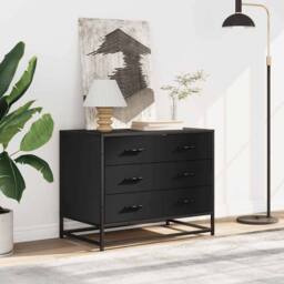 Berkfield Home Elegant Drawer Cabinet Black 70x41x56 cm Engineered Wood - Size: 70 x 41 x 56 cm - thumbnail 1