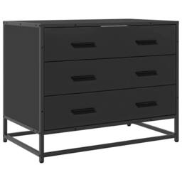 Berkfield Home Elegant Drawer Cabinet Black 70x41x56 cm Engineered Wood - Size: 70 x 41 x 56 cm - thumbnail 3