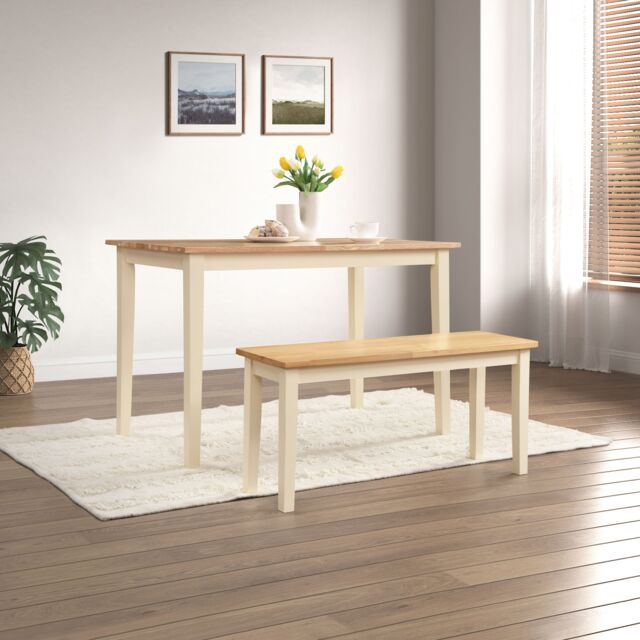 FurnitureboxUK Salcombe Small Rectangular Wooden Table & Tenby Small Bench in Brown - image 1