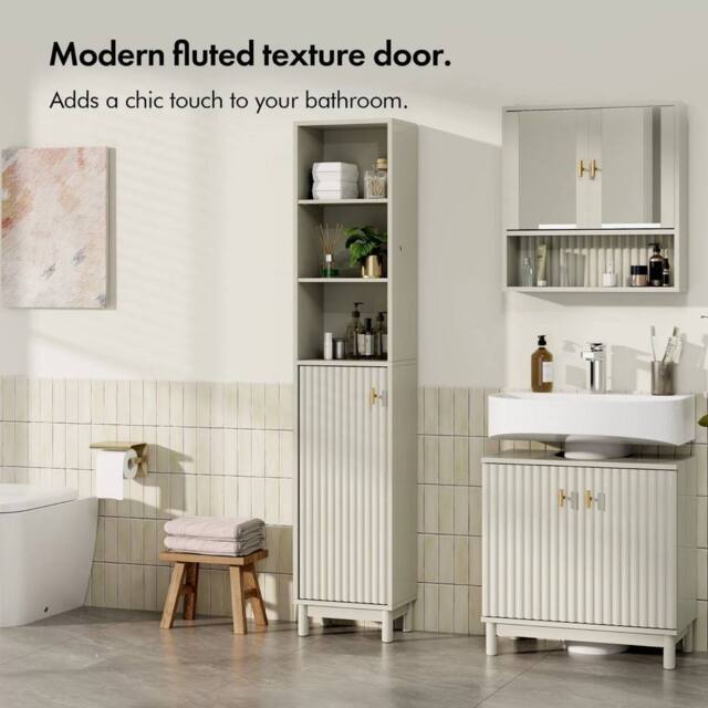 EONLION Tall Bathroom Storage Cabinet in Beige - image 1