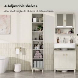 EONLION Tall Bathroom Storage Cabinet in Beige - thumbnail 3