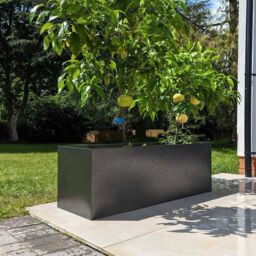 Woven Wood 120cm Zinc Silver & Black Textured Trough Planter - thumbnail 2