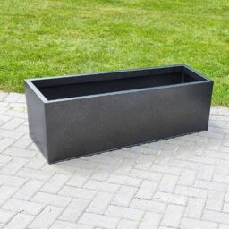 Woven Wood 120cm Zinc Silver & Black Textured Trough Planter - thumbnail 3