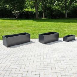 Woven Wood 120cm Zinc Silver & Black Textured Trough Planter - thumbnail 4