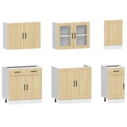 Berkfield Home 7 Piece Kitchen Cabinet Set Kalmar Sonoma Oak Engineered Wood in Brown - thumbnail 4