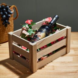 Living and Home Vintage Wooden Crate Box Storage Hamper in Beige - thumbnail 2