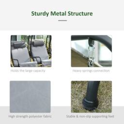 OUTSUNNY Canopy Swing 2 Separate Relax Chairs w/ Removable Canopy in Grey - thumbnail 6