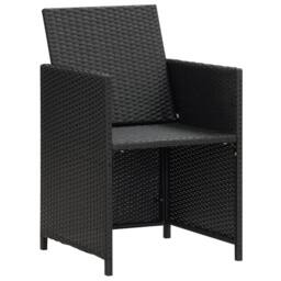 Berkfield Home 5 Piece Outdoor Dining Set with Cushions Poly Rattan Black - thumbnail 7