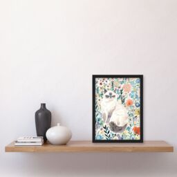 "Artery8 Ragdoll Cat Lover Pet & Watercolour Wildflowers Framed Wall Art - Size: W12"" x H16""" - thumbnail 4