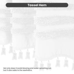 INHOUSOLU HOME DECOR Modern Shower Curtain Boho Tufted Textured Striped Tassel in White - thumbnail 6