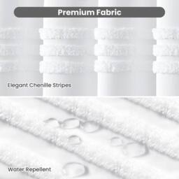 INHOUSOLU HOME DECOR Modern Shower Curtain Boho Tufted Textured Striped Tassel in White - thumbnail 3