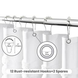 INHOUSOLU HOME DECOR Modern Shower Curtain Boho Tufted Textured Striped Tassel in White - thumbnail 5
