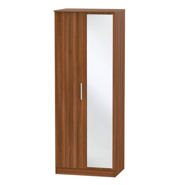 Ready Assembled 2 U Trent Tall 2 Door Mirrored Wardrobe (Ready Assembled) in Walnut