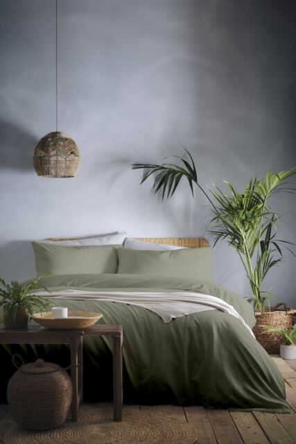 Appletree 'Cassia' 100% Natural Cotton Duvet Cover Set in Khaki - Size: Super King - image 1