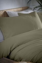 Appletree 'Cassia' 100% Natural Cotton Duvet Cover Set in Khaki - Size: Super King - thumbnail 2