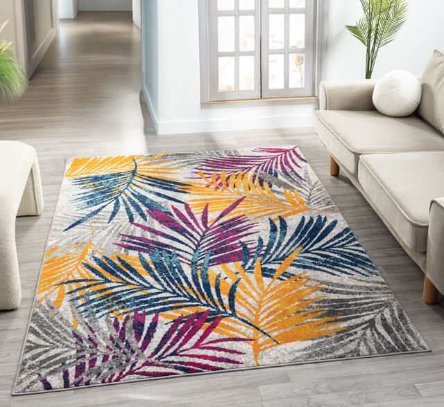 Desire Rugs San Marino Modern Living Room Area Rug - Low Pile Leaf Design - Size: 60 cm x 220 cm - image 1