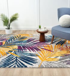 Desire Rugs San Marino Modern Living Room Area Rug - Low Pile Leaf Design - Size: 60 cm x 220 cm - thumbnail 3