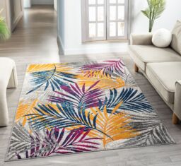 Desire Rugs San Marino Modern Living Room Area Rug - Low Pile Leaf Design - Size: 60 cm x 220 cm - thumbnail 1