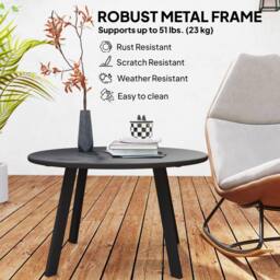 OUTSUNNY 70cm Round Coffee Table with Non-Slip Foot Pads, Charcoal Grey in Dark Grey - thumbnail 5