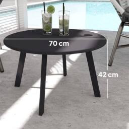 OUTSUNNY 70cm Round Coffee Table with Non-Slip Foot Pads, Charcoal Grey in Dark Grey - thumbnail 3