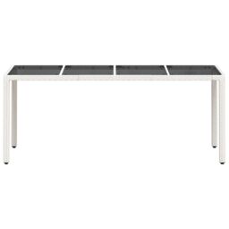 Berkfield Home Garden Table with Glass Top White 190x90x75 cm Poly Rattan - Size: 190 x 90 x 75 cm - thumbnail 5