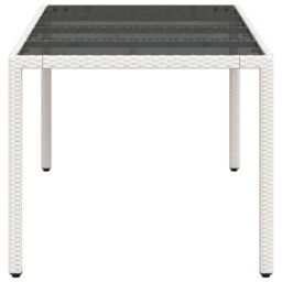 Berkfield Home Garden Table with Glass Top White 190x90x75 cm Poly Rattan - Size: 190 x 90 x 75 cm - thumbnail 6