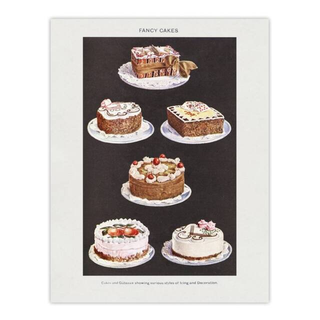 "Artery8 Fancy Cakes Mrs Beeton Household Management Wall Art Print in White - Size: W18"" x H24""" - image 1