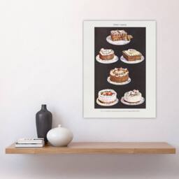 "Artery8 Fancy Cakes Mrs Beeton Household Management Wall Art Print in White - Size: W18"" x H24""" - thumbnail 4