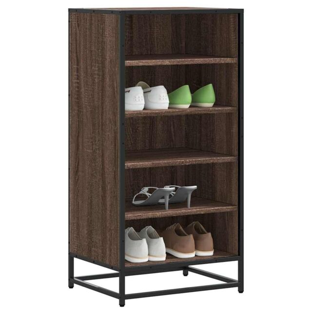 Berkfield Home Shoe Rack Brown Oak 48x38x97.5 cm Engineered Wood - image 1