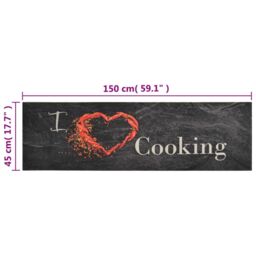 Berkfield Home Kitchen Rug Washable Cooking Black 45x150 cm Velvet - thumbnail 5