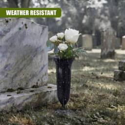 EONLION Set of 2 Grave Vases with Spikes Cemetery Flower Pots in Black - Size: 100 cm - thumbnail 5
